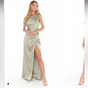 Show me your mumu green luxe satin Jodie dress - large